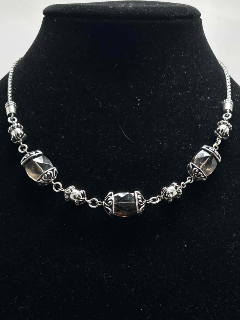 Brighton, Silver Plate And Smoky Quartz Crystal Night Mist Necklace
